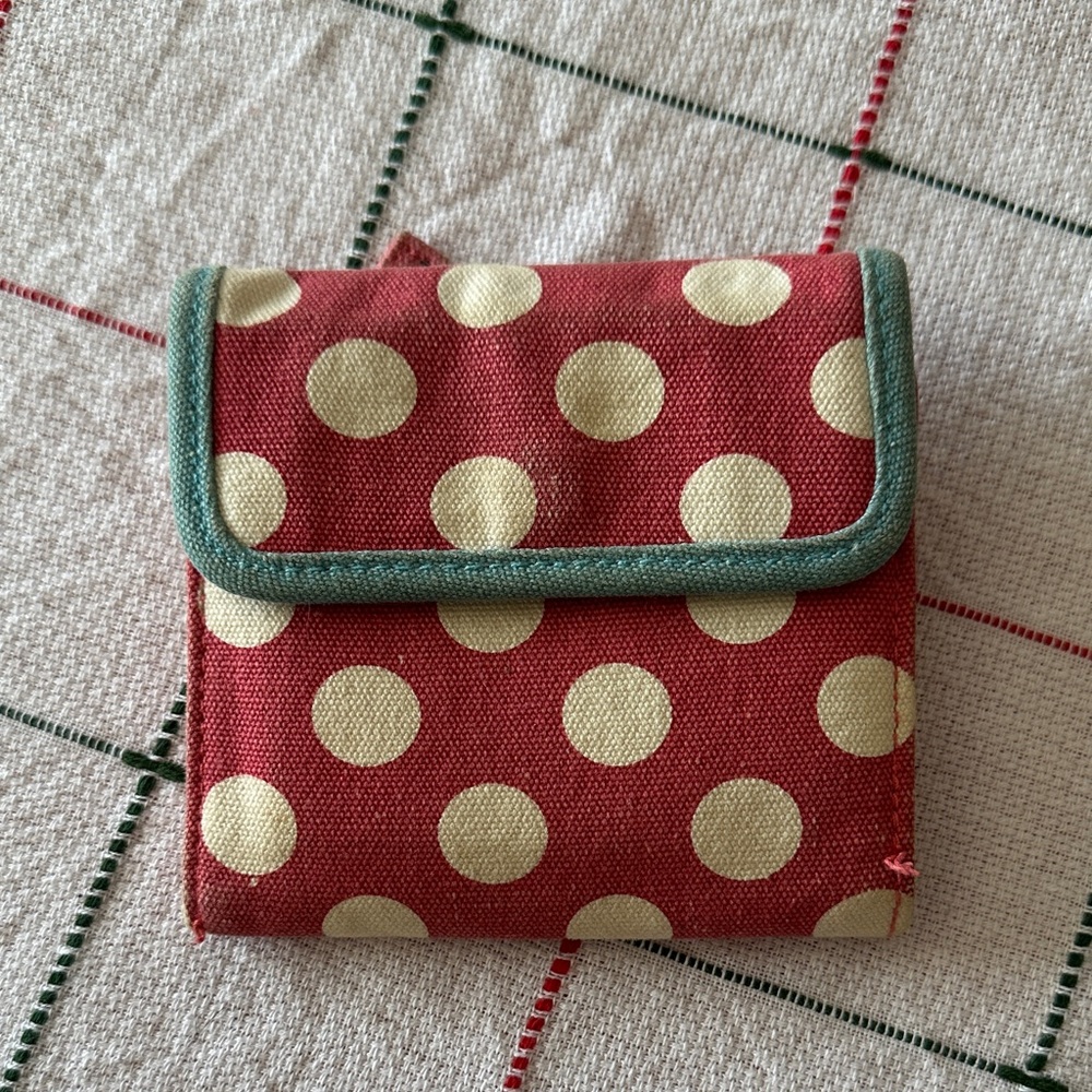 Polka Dot Wallet with Teal Trim